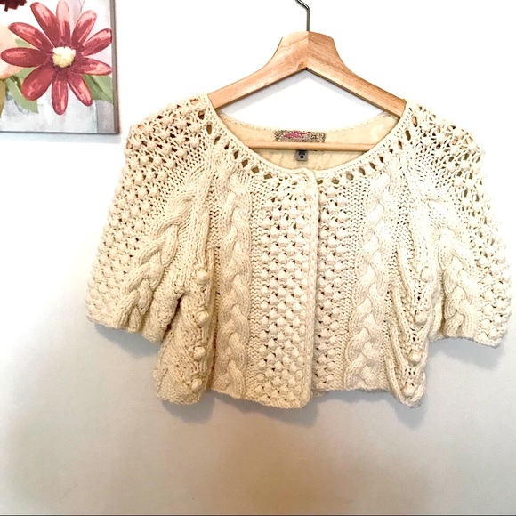 Ecote Sweaters - Ecote short cotton & silk cardigan sweater-Size M